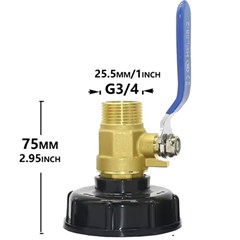 IBC Tank Adaptor 3/4in with Valve 